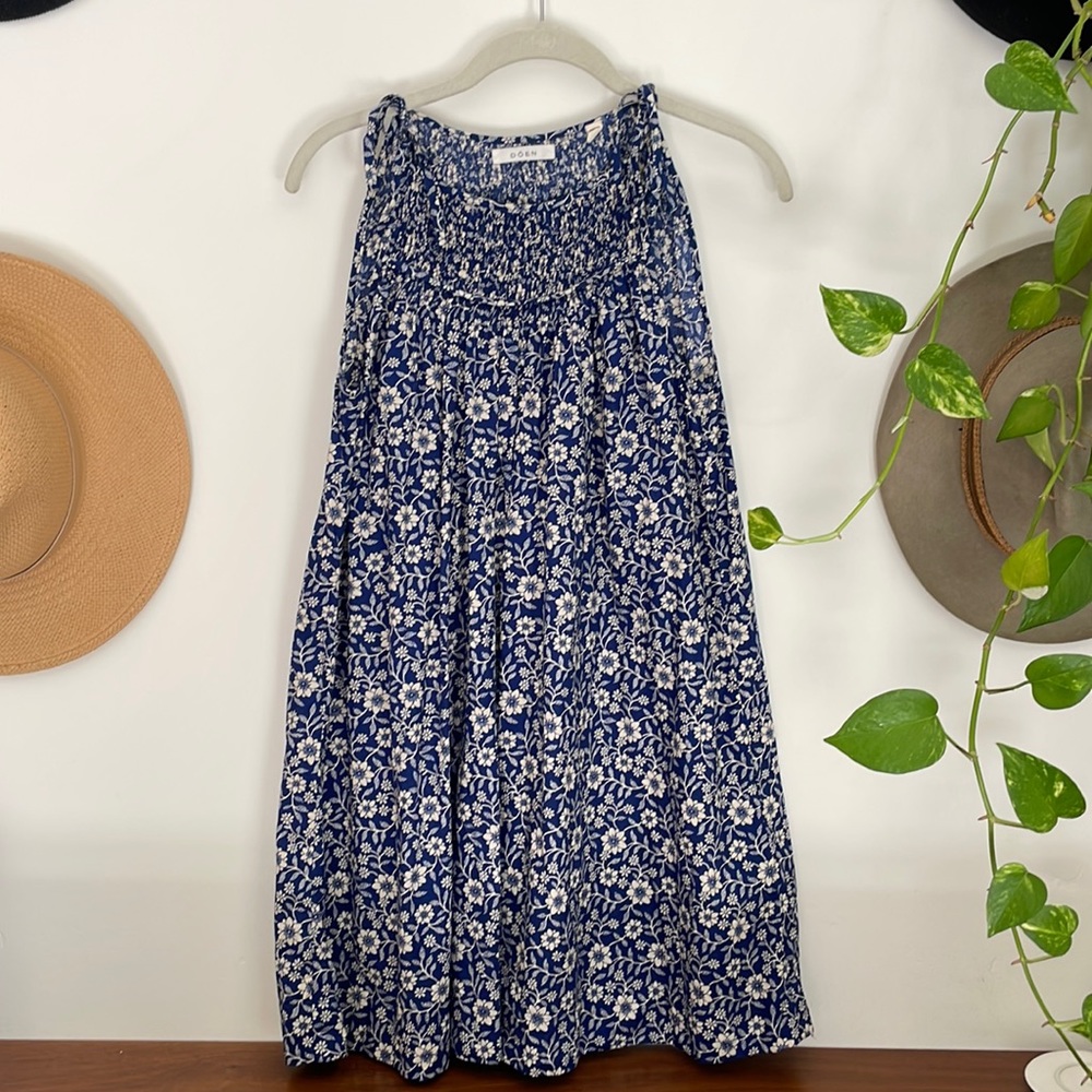 Doen Marjorie dress in blue jessamine calico